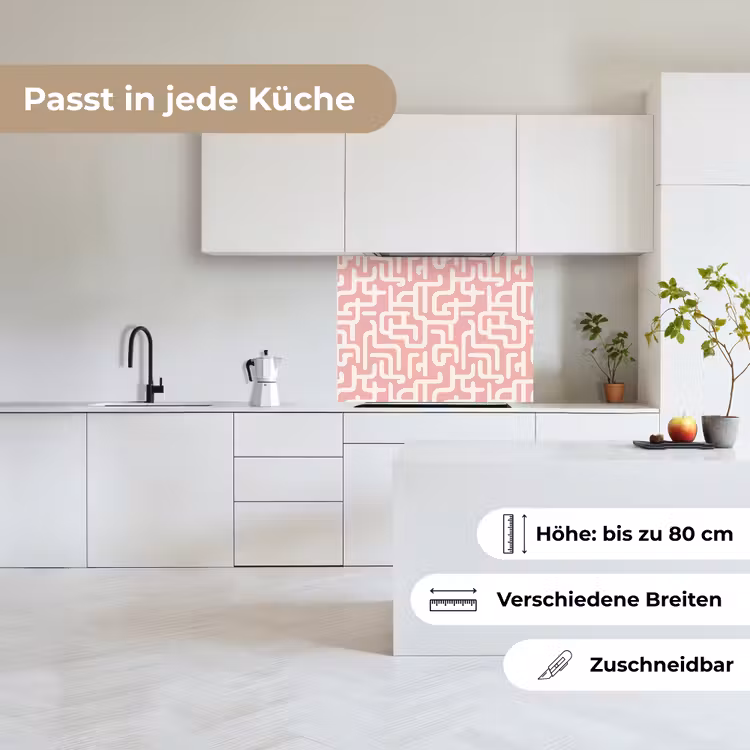 Küchenrückwand - Labyrinth-Muster - Rosa - Weiß - Abstrakt — 6