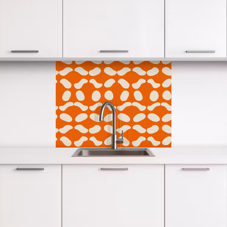 Küchenrückwand - Orange - Bio-Formen - Weiß — 3