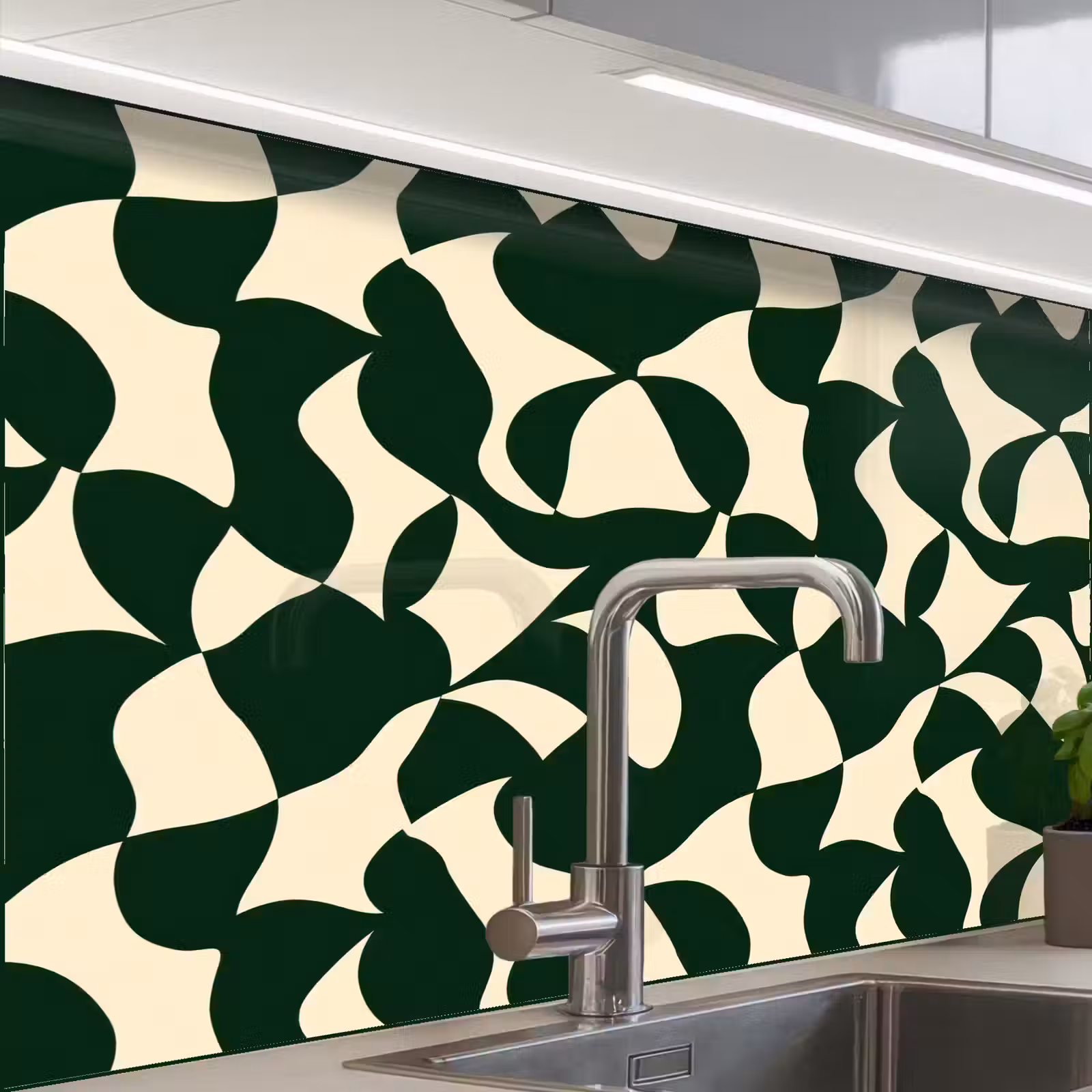 Küchenrückwand - Grün - Bio-Oberflächen - Creme — 1