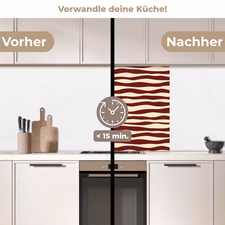 Küchenrückwand - Wellen - Rot - Muster - Creme — 2