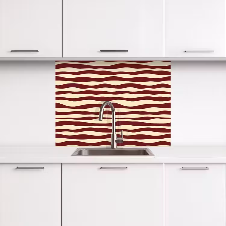 Küchenrückwand - Wellen - Rot - Muster - Creme — 3