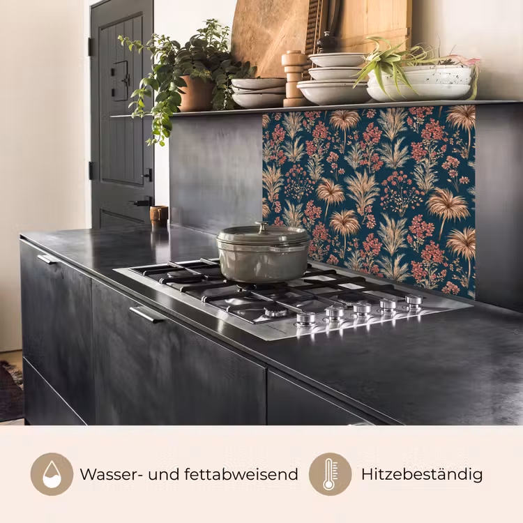 Küchenrückwand - Botanisch - Muster - Blau — 4