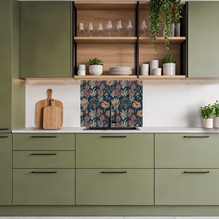 Küchenrückwand - Botanisch - Muster - Blau — 7