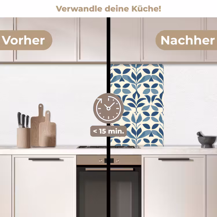 Küchenrückwand - Flora - Modern - Blau — 2