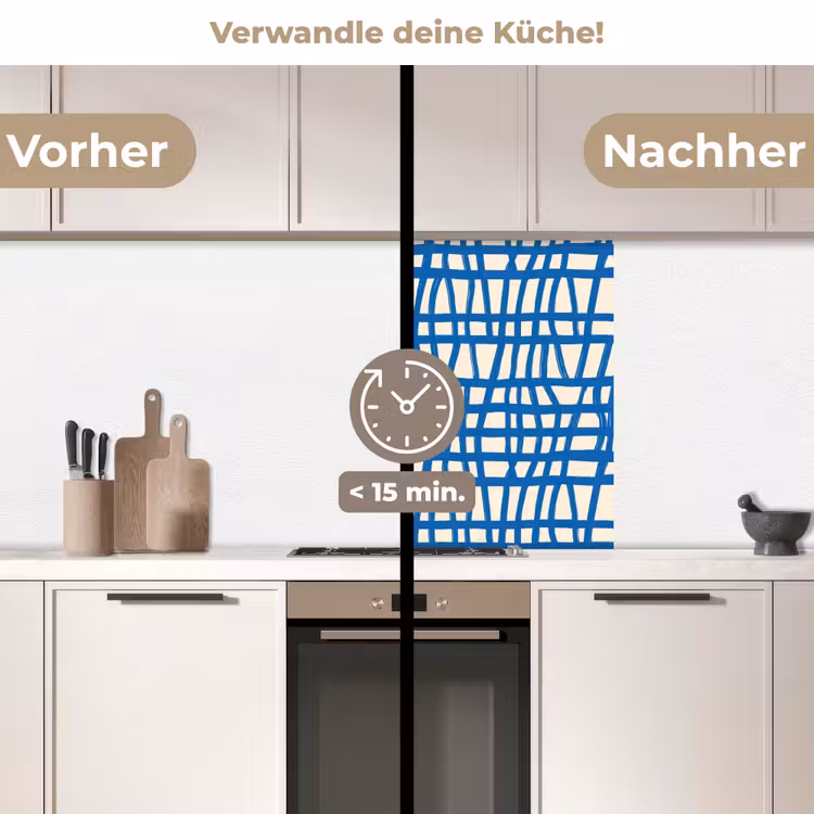 Küchenrückwand - Karomuster - Blau - Creme — 2