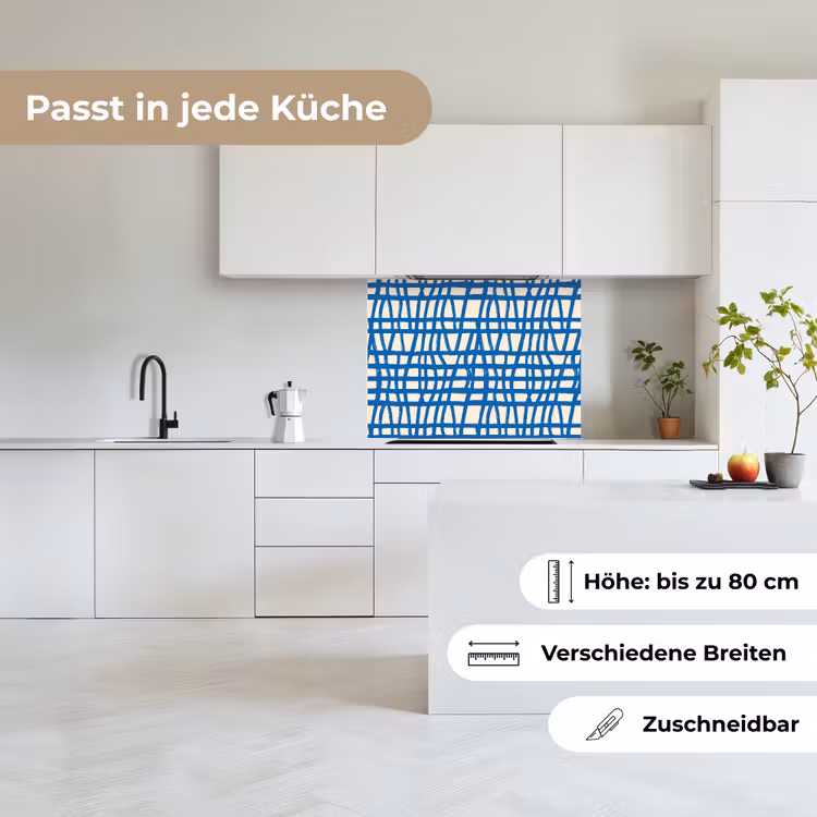 Küchenrückwand - Karomuster - Blau - Creme — 6
