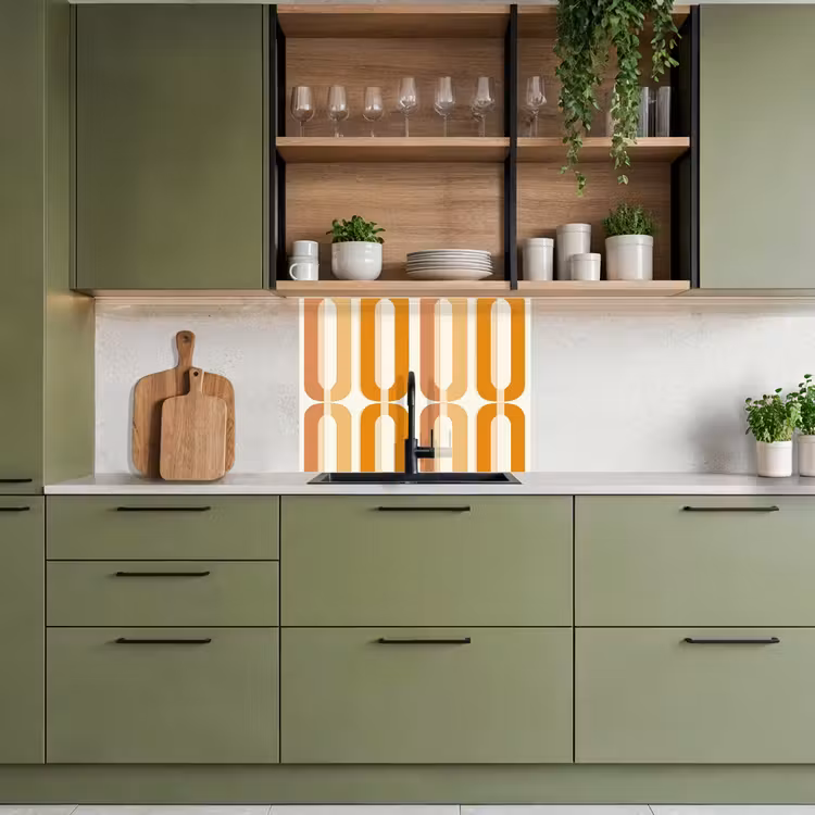Küchenrückwand - U-förmig - Retro - Orange — 7