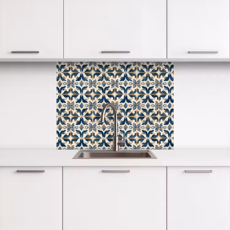 Küchenrückwand - Fliese - Muster - Blau - Beige — 3