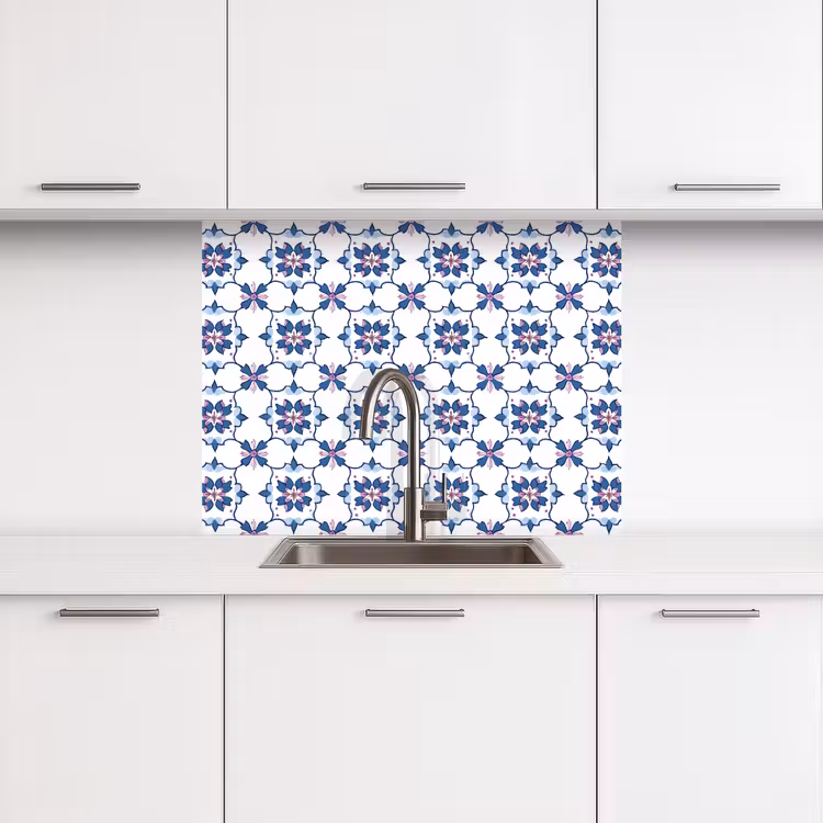 Küchenrückwand - Modern - Muster - Blau - Rosa — 3