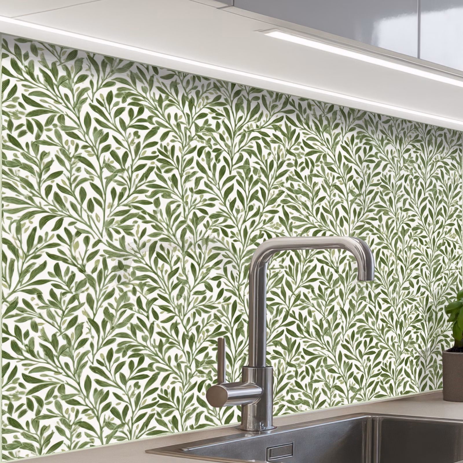 Küchenrückwand - Botanisch - Zweige - Grün — 1