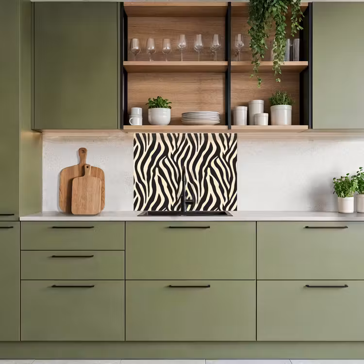 Küchenrückwand - Zebra - Druck - Klassisch - Schwarz — 7