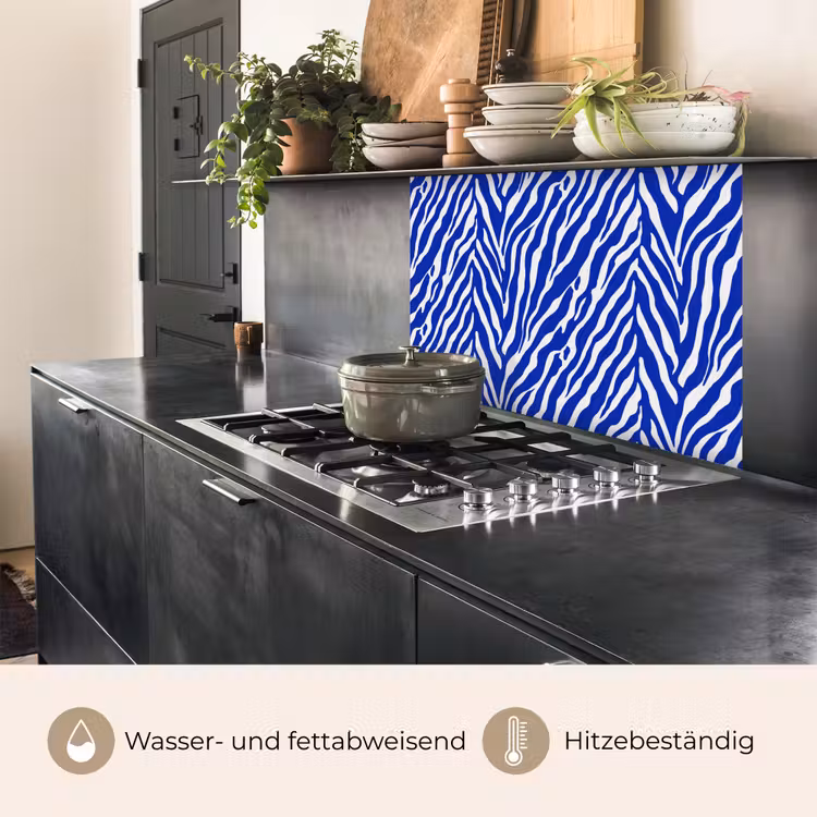 Küchenrückwand - Zebra - Muster - Kobalt - Blau — 4