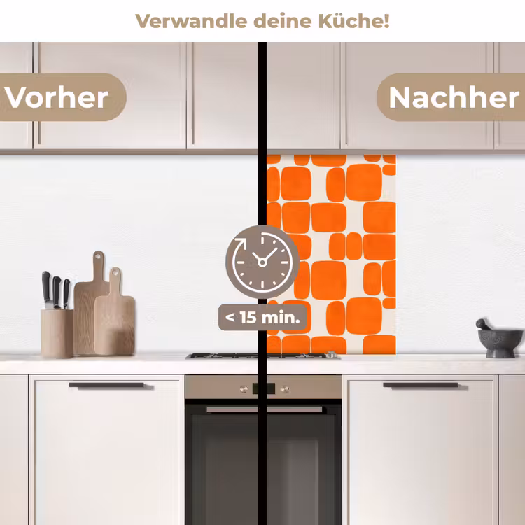 Küchenrückwand - Muster - Retro - Orange — 2