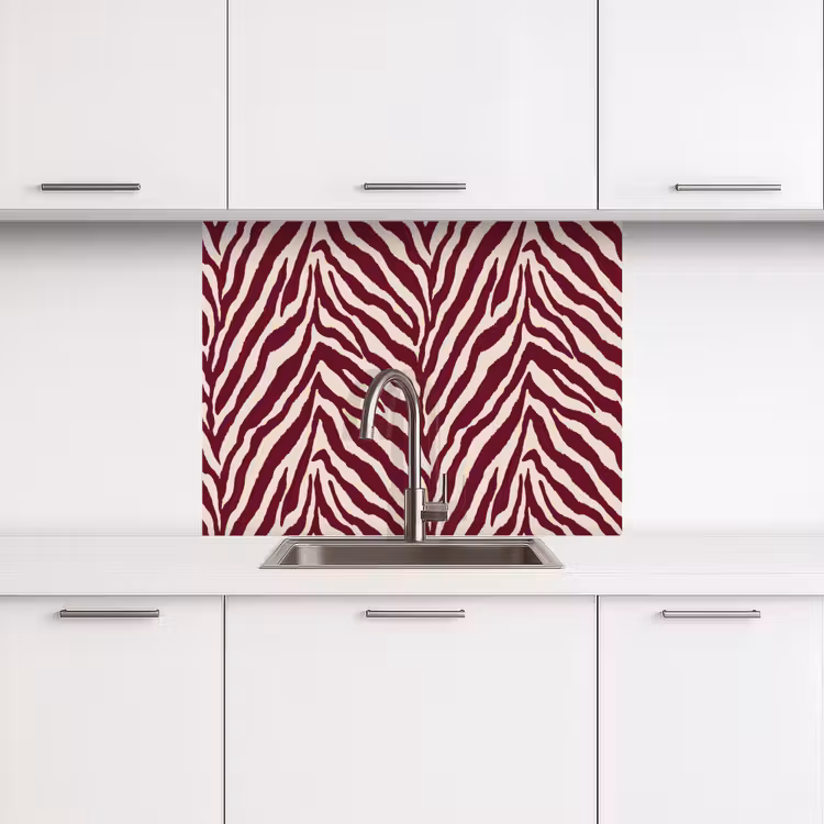 Küchenrückwand - Zebra - Motiv - Bordeaux - Rot — 3