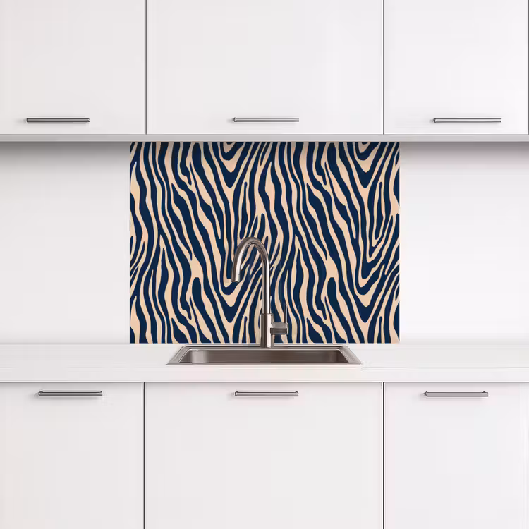 Küchenrückwand - Zebra - Muster - Blau - Beige — 3