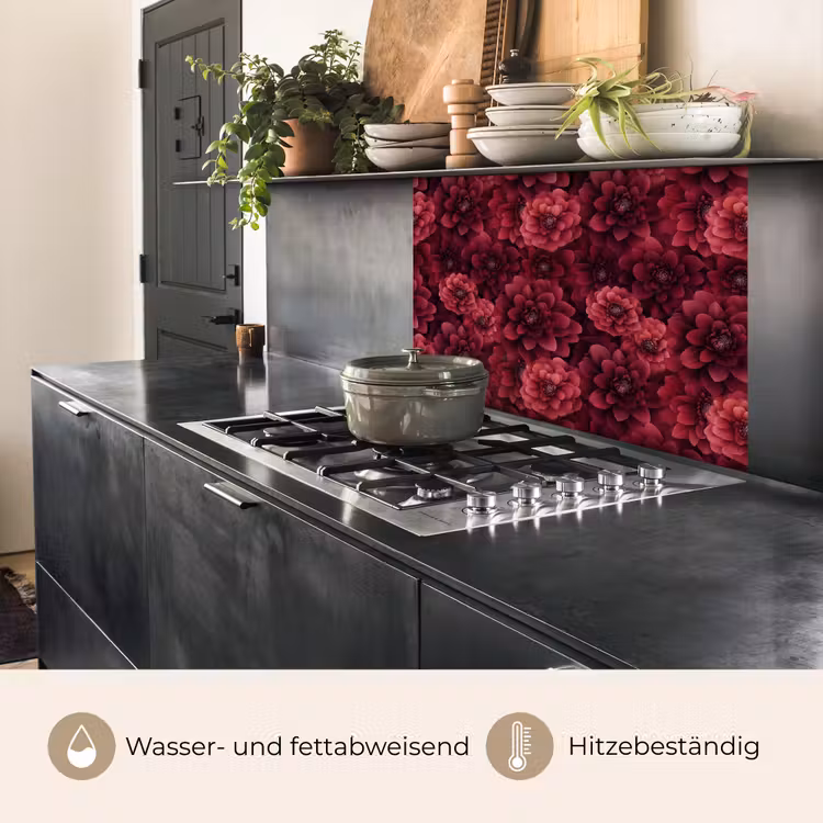 Küchenrückwand - Dahlien - Blumen - Rot — 4