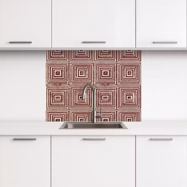Küchenrückwand - Geometrisch - Muster - Rot — 3