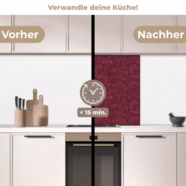 Küchenrückwand - Blätter - Muster - Lila — 2