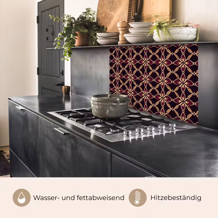 Küchenrückwand - Symmetrisch - Fliese - Burgunderrot — 4