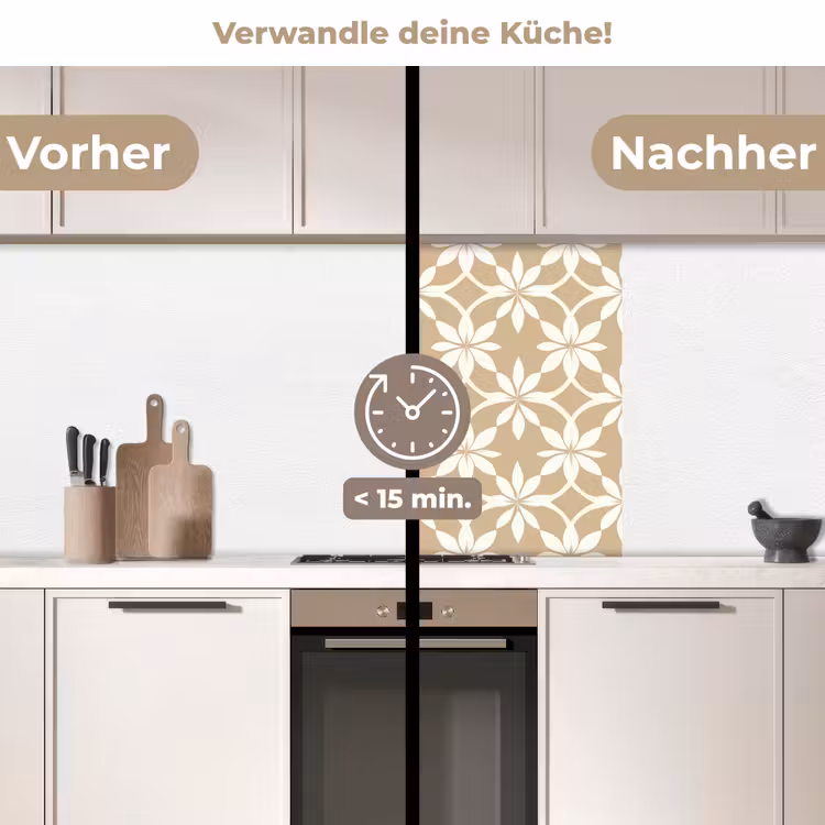 Küchenrückwand - Blumen - Muster - Beige — 2