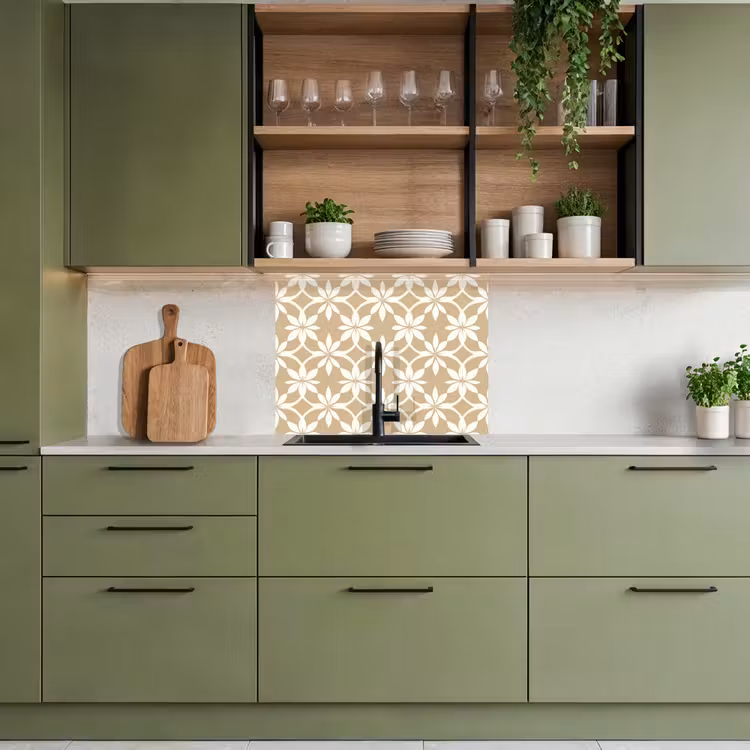 Küchenrückwand - Blumen - Muster - Beige — 7
