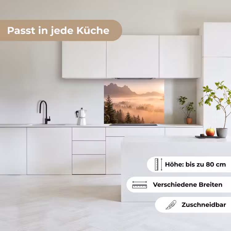 Küchenrückwand - Sonnenlicht - Nebel - Berge - Bäume — 6