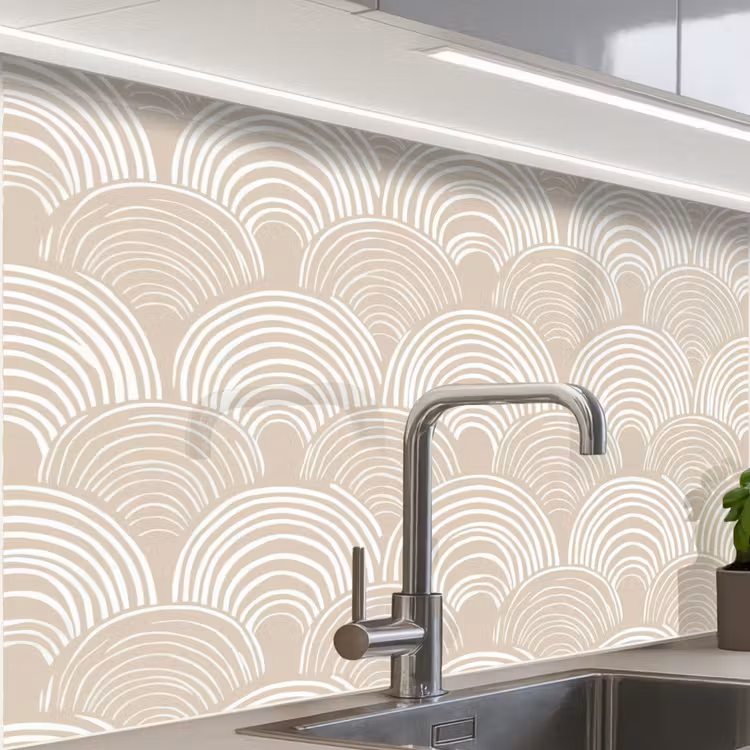 Küchenrückwand - Wellen - Textur - Beige — 1