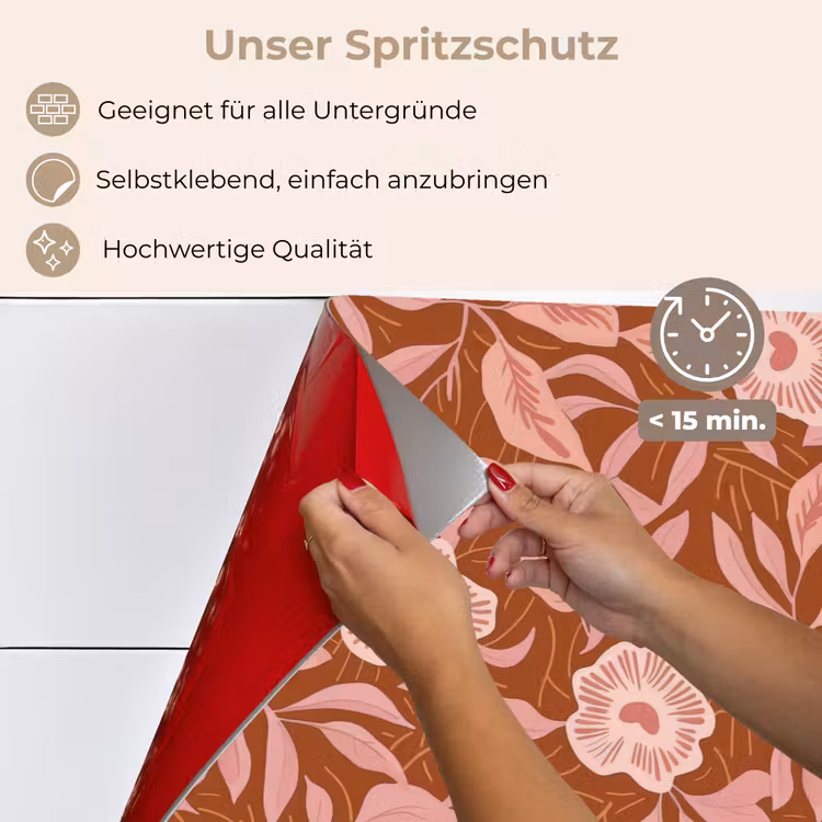 Spritzschutz Küche - Muster - Blätter - Terrakotta — 4
