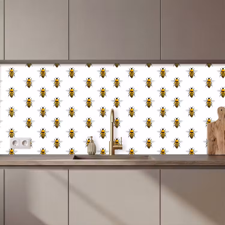 Spritzschutz Küche - Bienen - Zeitlos - Weiß — 1