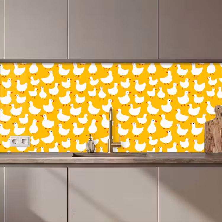 Spritzschutz Küche - Enten - Muster - Gelb — 1