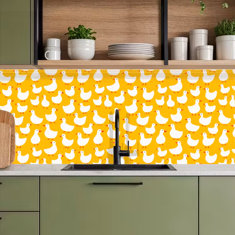 Spritzschutz Küche - Enten - Muster - Gelb — 5
