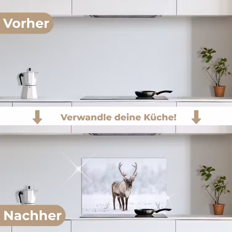Spritzschutz Küche - Rentier - Geweih - Tundra - Schnee - Wild — 7