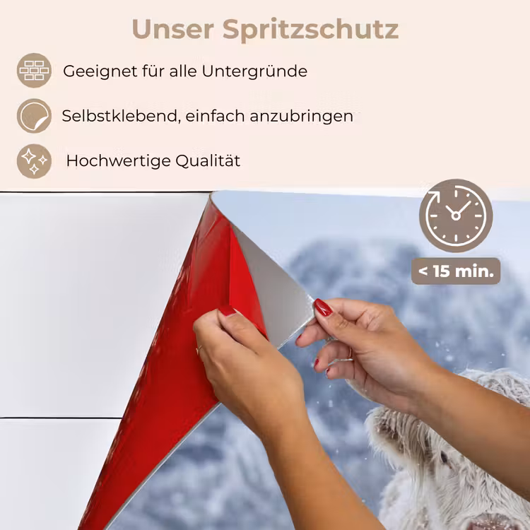 Spritzschutz Küche - Schottische Highlander - Schnee - Berge - Winter — 4