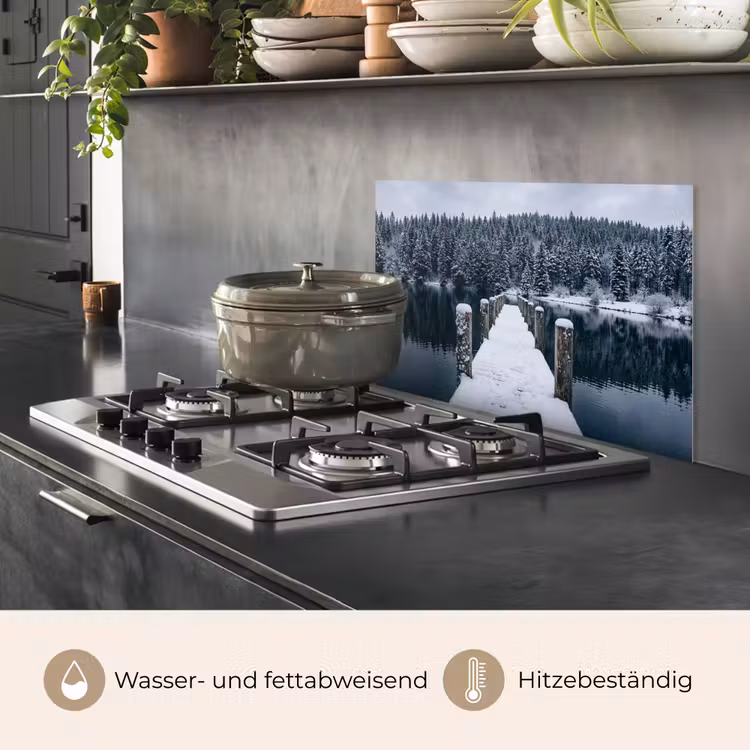 Spritzschutz Küche - Steg - See - Schnee - Berge - Ruhe — 2
