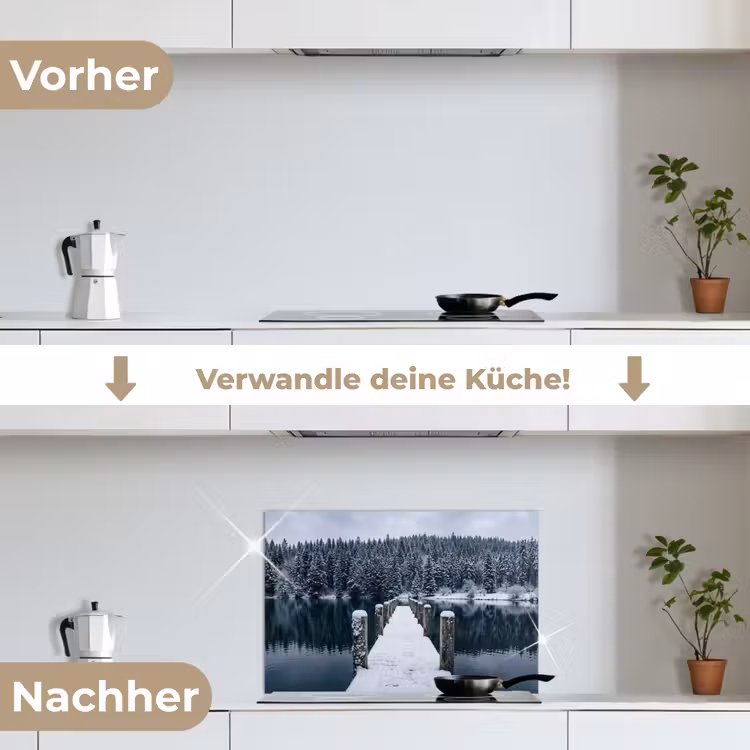 Spritzschutz Küche - Steg - See - Schnee - Berge - Ruhe — 7