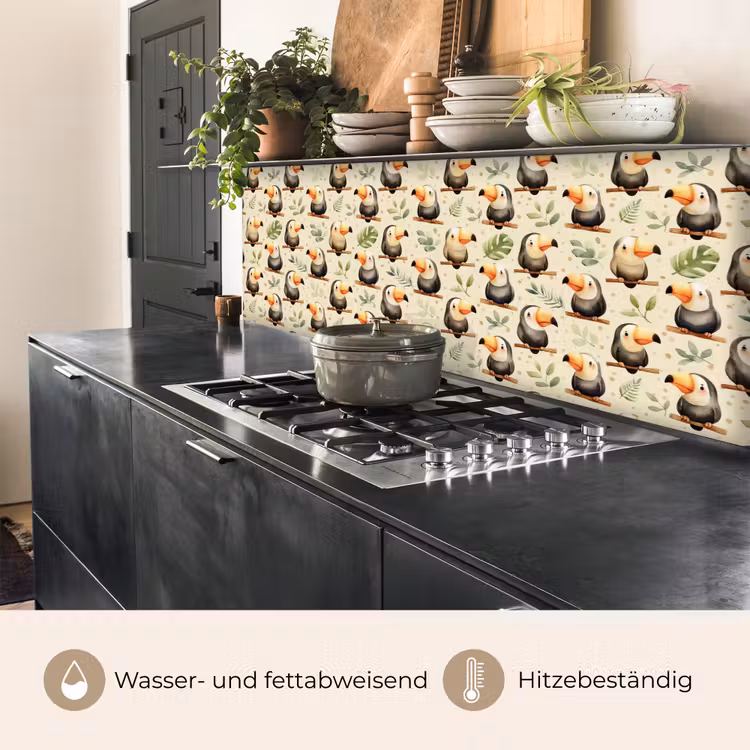 Spritzschutz Küche - Tukane - Exotisch - Farbenfroh — 3