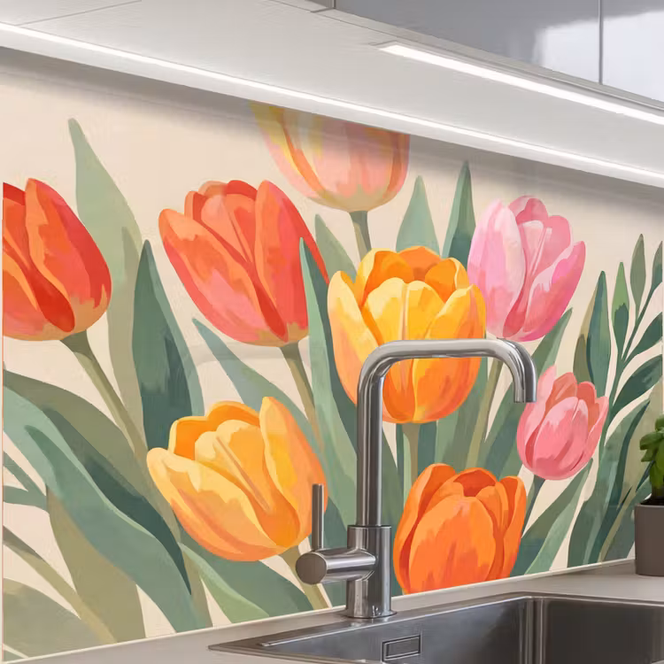 Küchen rückwand - Tulpen - Abstrakt - Farbenfroh — 1