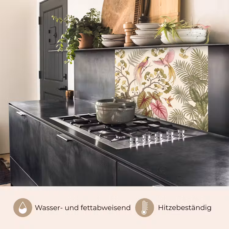 Küchen rückwand - Vögel - Tropisch - Botanisch - Rosa — 4