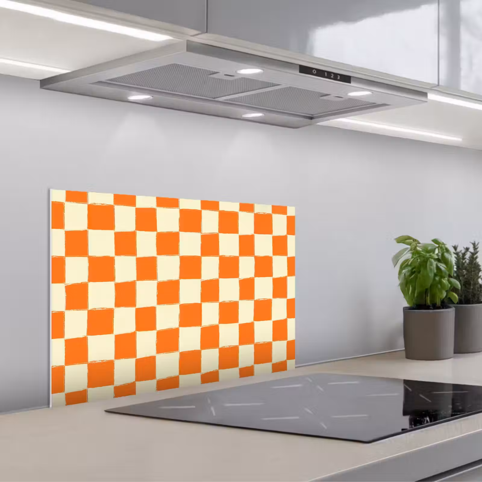 Spritzschutz Küche - Schach - Muster - Orange — 1