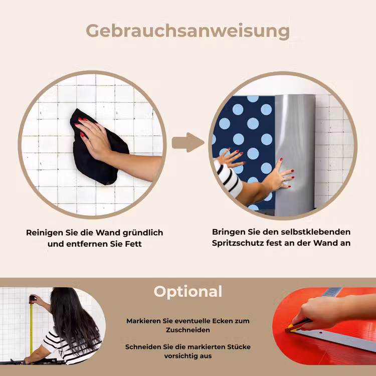 Spritzschutz Küche - Klassisch - Dots - Blau — 6