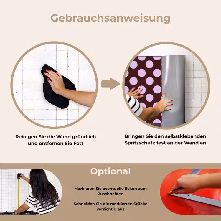 Spritzschutz Küche - Klassisch - Tupfen - Lila — 6