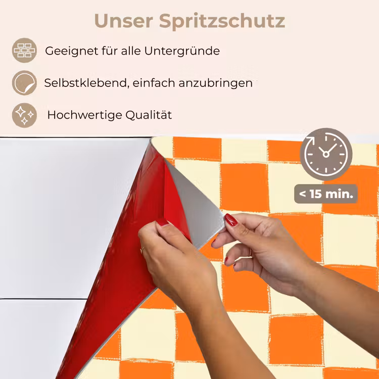 Spritzschutz Küche - Schach - Muster - Orange — 4