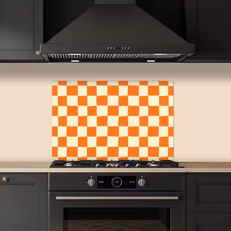 Spritzschutz Küche - Schach - Muster - Orange — 5