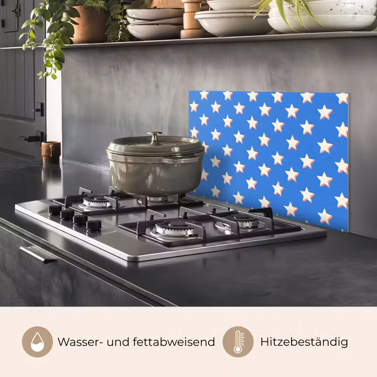 Spritzschutz Küche - Sterne - Muster - Blau — 2