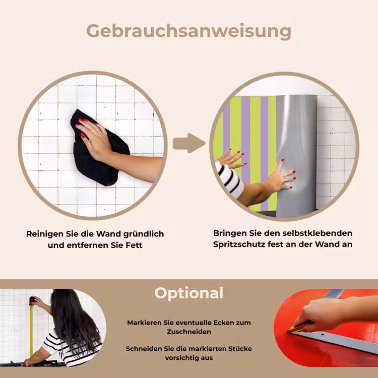 Spritzschutz Küche - Streifen - Muster - Grün — 6