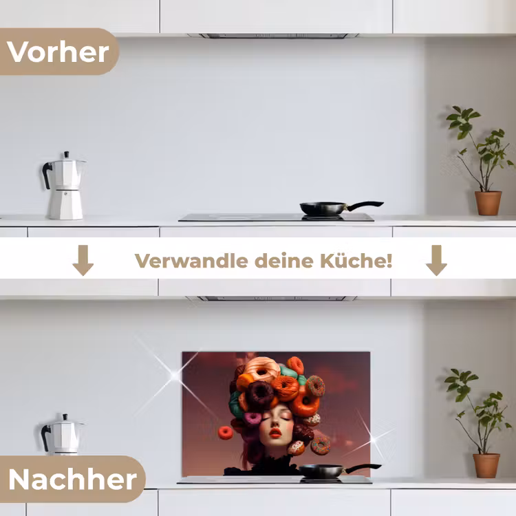 Spritzschutz Küche - Frau - Donuts - Bunt — 7
