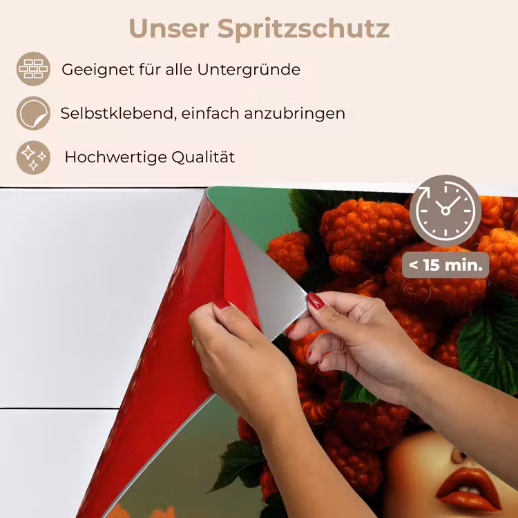 Spritzschutz Küche - Frau - Himbeeren - Blätter — 4