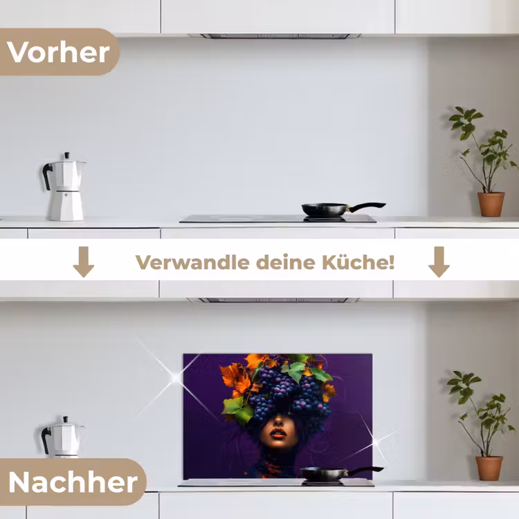 Spritzschutz Küche - Frau - Lila - Weintrauben — 7
