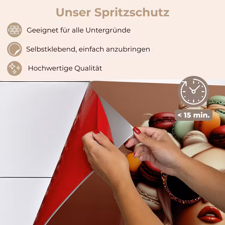 Spritzschutz Küche - Frau - Makronen - Brille — 4