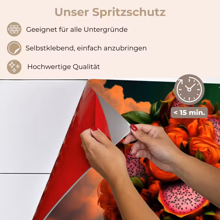 Spritzschutz Küche - Frau - trinkt Obst - Rosen — 4